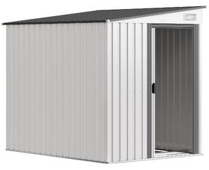 Outsunny Casetta da Giardino in Acciaio con 2 Porte Scorrevoli, 4 Prese d'Aria, 213x130x185cm, Grigio Scuro|Aosom