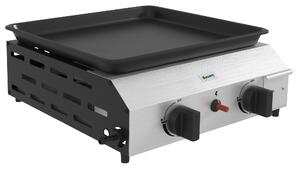 Outsunny Piastra Barbecue a Gas con 2 Bruciatori, Potenza 4.8kw, Argento|Aosom