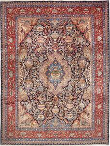 Tappeto Kashmar Persia Medaglione Blu Rosso 305x407 Cm