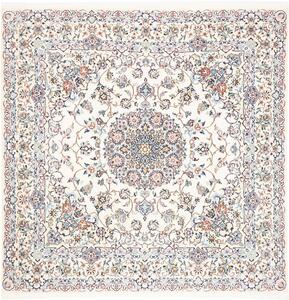 Tappeto Nain 9la Persia Medaglione Bianco Crema Pastello 202x200 Cm