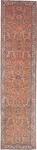 Tappeto Sarough Persia Floreale Pesca Blu 92x403 Cm