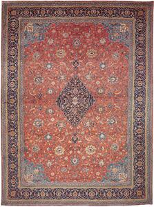 Tappeto Sarough Persia Medaglione Rosso Mattone Blu 290x397 Cm