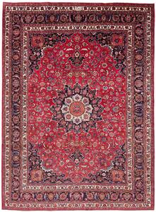 Tappeto Mashad Persia Medaglione Rosso Blu 248x340 Cm