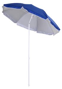 Outsunny Ombrellone da Spiaggia Inclinabile con Fodera Riflettente, in Acciaio e Poliestere, Ø1.7x2.05 m, Blu