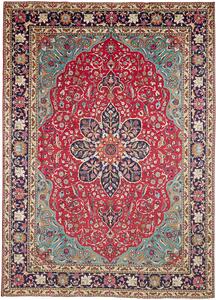 Tappeto Tabriz Persia Medaglione Rosso Blu 250x340 Cm