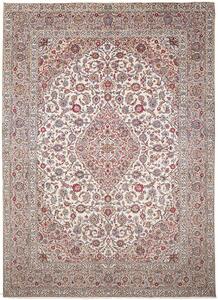 Tappeto Kashan Persia Medaglione Avorio Rosso 302x418 Cm