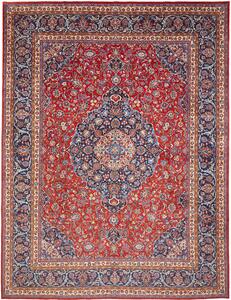 Tappeto Mashad Persia Medaglione Rosso Blu 296x390 Cm