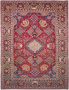 Tappeto Nadjafabad Persia Geometrico Rosso Blu 298x403 Cm
