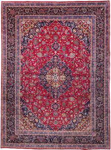 Tappeto Kashmar Persia Medaglione Rosso Blu 295x397 Cm