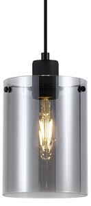 Lampada a sospensione di design nera con vetro fumé - Domo