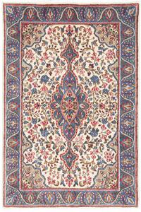 Tappeto Kerman Persia Medaglione Avorio Blu 92x140 Cm