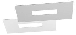 Plafoniera Moderna Rett. 2 Moduli Wally Metallo Bianco E Grigio 2 Luci 2G11 52Cm