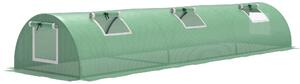 Outsunny Serra Piccola con 5 Finestrelle e Griglia Centrale, in Acciaio, PE e PP, 300x80x45 cm, Verde
