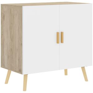 HOMCOM Mobile Multiuso con Ripiano Regolabile su 3 Livelli e Base Rialzata, in Legno, 76x41.2x74 cm, Bianco e Rovere | Aosom Italy