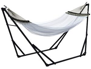 Outsunny Supporto per Amaca 120kg max con Amaca e Borsa Incluse, in Metallo, 263x89x100 cm, Nero e Bianco | Aosom Italy