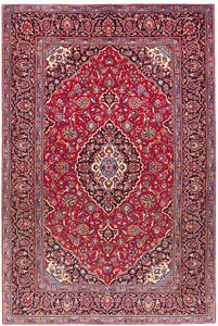 Tappeto Kashan Fine Persia Medaglione Rosso Blu 147x220 Cm