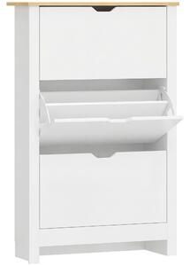 HOMCOM Scarpiera Slim per 18 Paia di Scarpe, 3 Cassetti con 2 Ripiani Regolabili e Rimovibili, 72x26x112 cm, Bianco | Aosom Italy