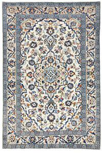 Tappeto Kashan Fine Persia Medaglione Crema Blu 97x146 Cm