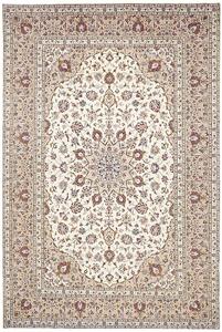 Tappeto Kashan Persia Medaglione Avorio Beige 197x297 Cm