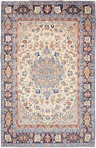 Tappeto Nadjafabad Persia Medaglione Avorio Blu 200x313 Cm