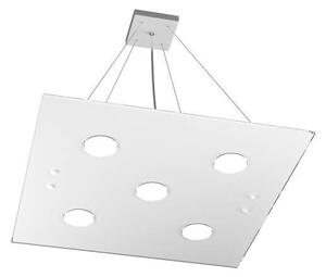 Sospensione Moderna Quadrata Path Vetro Bianco 5 Luci Gx53