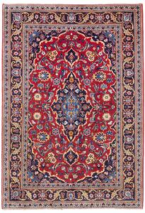 Tappeto Kashan Fine Persia Medaglione Rosso Blu 105x155 Cm