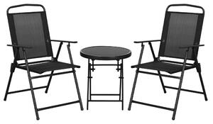 Outsunny Set da Giardino 3 Pezzi con 2 Sedie 53.5x64x93 cm e Tavolino da Caffè Ø45x50 cm, in Metallo, Nero | Aosom Italy