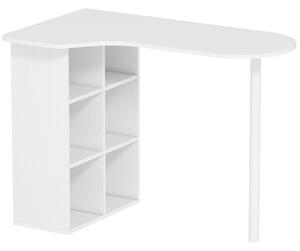 HOMCOM Scrivania per Camera Ricurva con 6 Ripiani e 4 Scaffali Regolabili, in Acciaio e Legno, 100x59x75.5 cm, Bianco | Aosom Italy