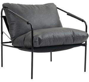 HOMCOM Poltrona da Salotto in Pelle PU e Telaio in Metallo con Cuscini Spessi, 74.5x75x77 cm, Grigio Carbone | Aosom Italy