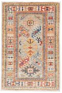 Tappeto Kazak Fine Pakistan Astratto Grigio Multicolore 63x99 Cm