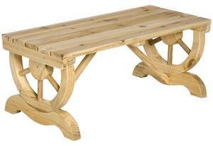 Outsunny Panchina da Giardino 2 Posti a Doghe con Gambe a Ruota di Carro, in Legno, 98x50x39.5 cm, color Legno | Aosom Italy