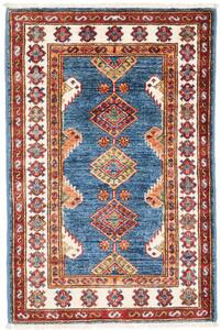 Tappeto Kazak Fine Pakistan Astratto Blu Rosso 63x94 Cm