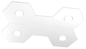 Plafoniera Moderna 5 Moduli Hexagon Metallo Bianco 4 Luci Led 12X4W
