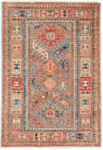 Tappeto Kazak Fine Pakistan Geometrico Marrone Rosso 68x99 Cm
