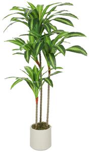 HOMCOM Pianta Artificiale di Dracena Verde in PEVA e Legno con Vaso Contenitore in PP e Cemento, 60x40x120 cm | Aosom Italy