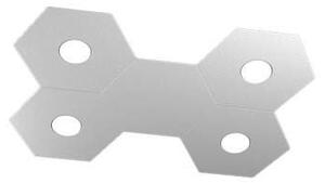 Plafoniera Moderna 5 Moduli Hexagon Metallo Grigio 4 Luci Led 12X4W