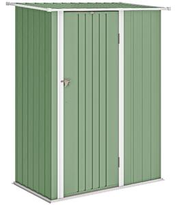 Outsunny Capanno Porta Attrezzi in Metallo con Tetto Inclinato e Porta Bloccabile, 142x86x189 cm, Verde Chiaro | Aosom Italy