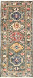 Tappeto Kazak Fine Pakistan Geometrico Verde Petrolio Rosso 78x188 Cm