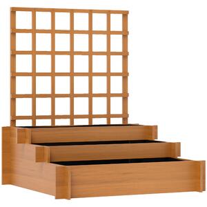 Outsunny Fioriera con Grigliato a 3 Livelli in Legno di Abete e Tessuto non Tessuto, 95x95x110 cm, Marrone | Aosom Italy