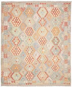 Tappeto Kilim Afghanistan Geometrico Grigio Pastello 245x293 Cm