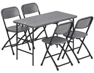 Outsunny Set Tavolo e Sedie da Giardino Pieghevole 5 Pezzi Grigio | Aosom Italy