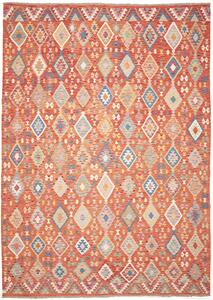 Tappeto Kilim Afghanistan Geometrico Arancio Multicolore 250x356 Cm
