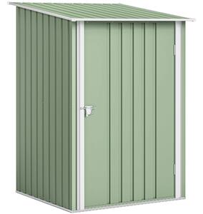 Outsunny Casetta da Giardino con Porta e tetto inclinato, Capanno Porta Attrezzi in Acciaio, 100x104x160 cm, Verde Chiaro | Aosom Italy