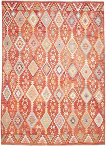 Tappeto Kilim Afghanistan Geometrico Arancio Terracotta 252x358 Cm