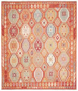 Tappeto Kilim Afghanistan Geometrico Arancio Pastello 255x296 Cm