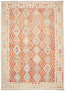 Tappeto Kilim Afghanistan Geometrico Terracotta Azzurro 250x344 Cm