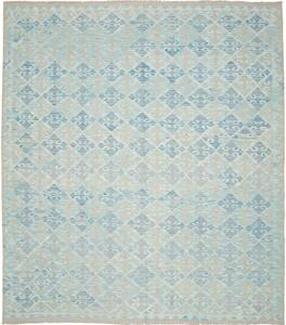Tappeto Kilim Afghanistan Astratto Azzurro Beige 256x299 Cm