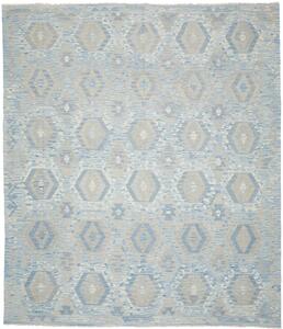 Tappeto Kilim Afghanistan Geometrico Blu Grigio 267x305 Cm