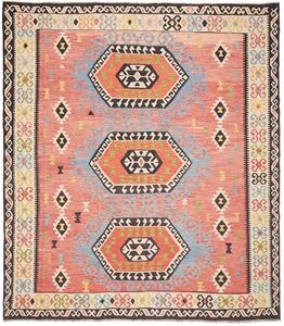 Tappeto Kilim Afghanistan Astratto Salmone Azzurro 264x297 Cm