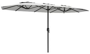 Outsunny Ombrellone Doppio a 12 Stecche con Manovella, in Metallo e Poliestere, 4.6x2.7 m, Bianco | Aosom Italy